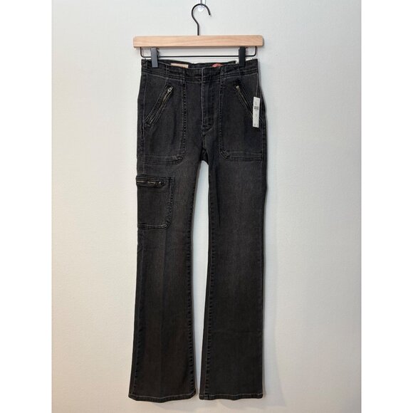 NEW Anthropologie Pilcro Demilune Cargo Bootcut Black Mid-Rise Denim Jeans 24 - Picture 6 of 16